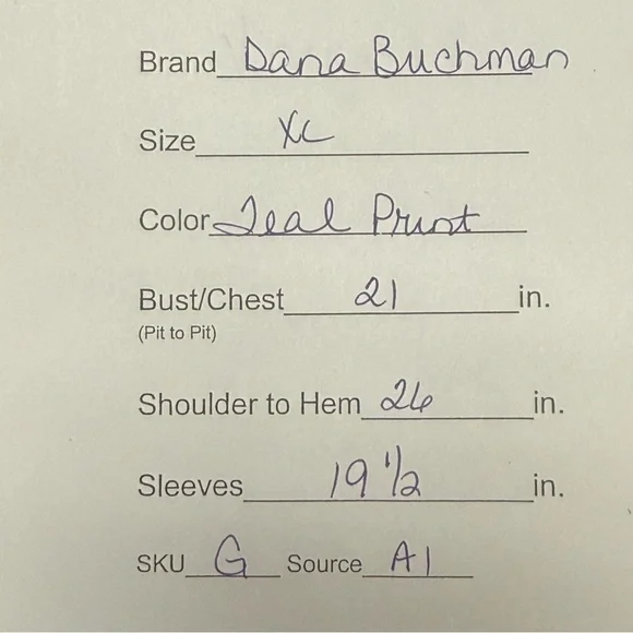 Dana Buchman Teal Abstract Ruched Side Scoop Neck Top XL - Picture 9 of 9